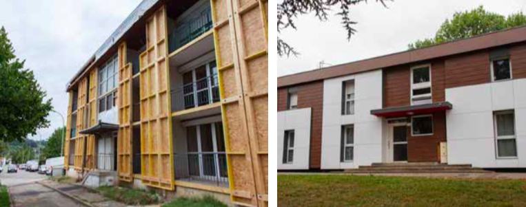Rénovation thermique par façades rideaux en bois