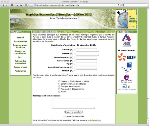 3e édition des Trophées des Économies d’Énergie : inscriptions jusqu’au 31 décembre 2009 en pays de la Loire