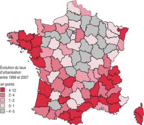 En France, l’urbanisation ne faiblit pas