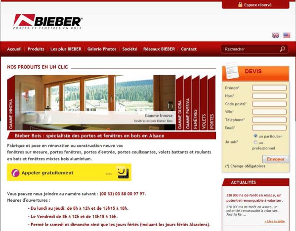 Nouveau site internet de Bieber Bois