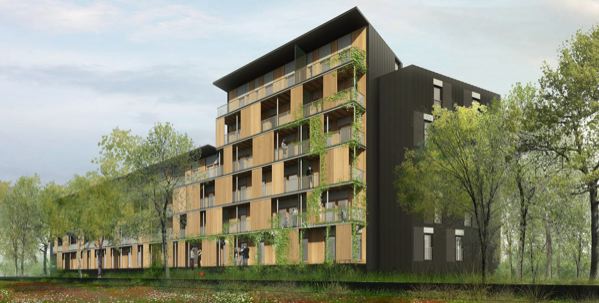 42 logements mixtes bois/béton R+4 et R+6 à Aurillac : visite de chantier