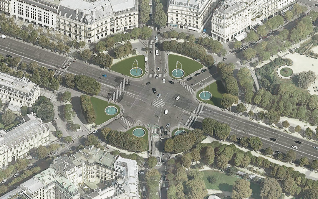 6 fontaines lumineuses sur les Champs-Elysées un projet mené par les frères Bouroullec